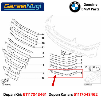 Bemper Trim Depan BMW E65 Front Bumper Stripe Guard PDC Original 720