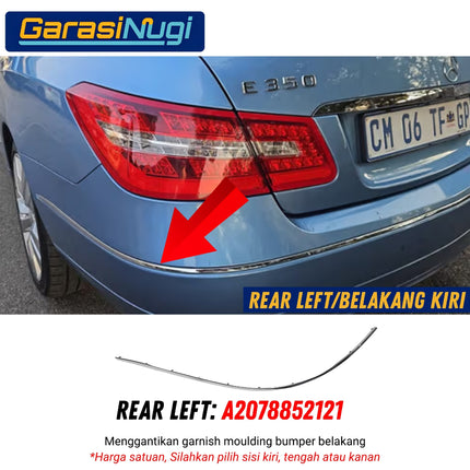 Chrome Stripe Mercedes W207 Pre-FL Garnish Moulding Bumper Belakang E250 E350