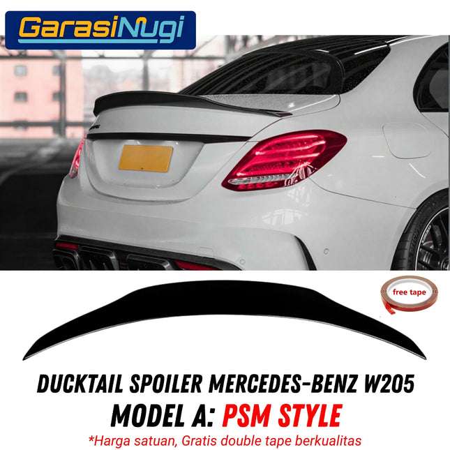 Ducktail Spoiler For Mercedes W205 Trunk Tail Wing Black Gloss C200 C300 2014–2021