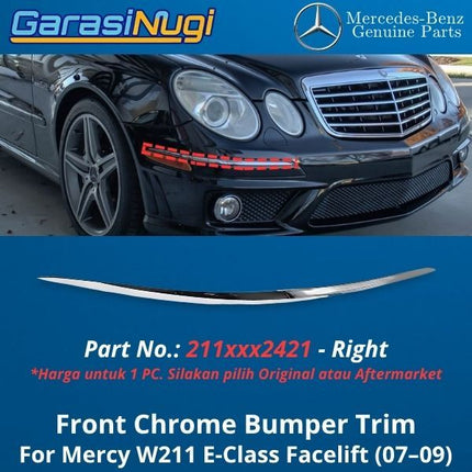 Front Chrome Mercy W211 Facelift Cover Bumper Trim Moulding Depan Original Mercedes E200