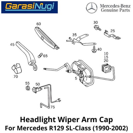 Headlight Wiper Mercy R129 Cover Arm Cap Lampu Depan SL 90-02