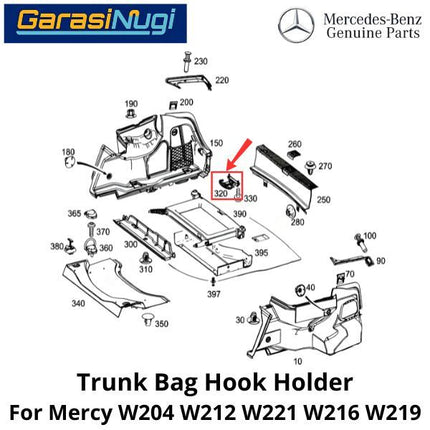 Trunk Bag Mercy W212 W213 Hook Holder Gantungan Tas Bagasi Belakang C180 E200 CLS AMG