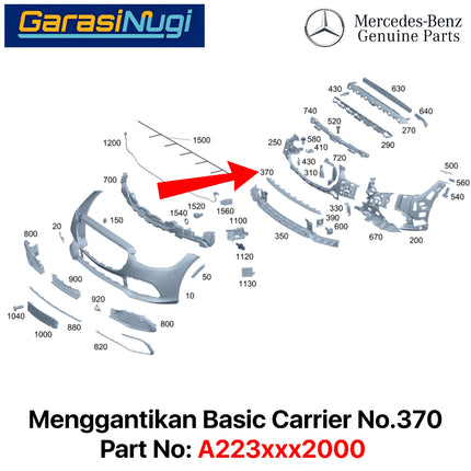 Basic Carrier For Mercy W223 Bracket Front Bumper Mounting Depan Grille 450
