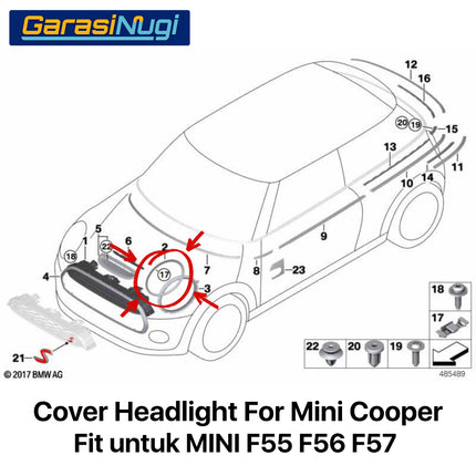 Cover Frame Headlight For Mini Cooper F55 F56 F57 Ring Trim Lampu Depan Original