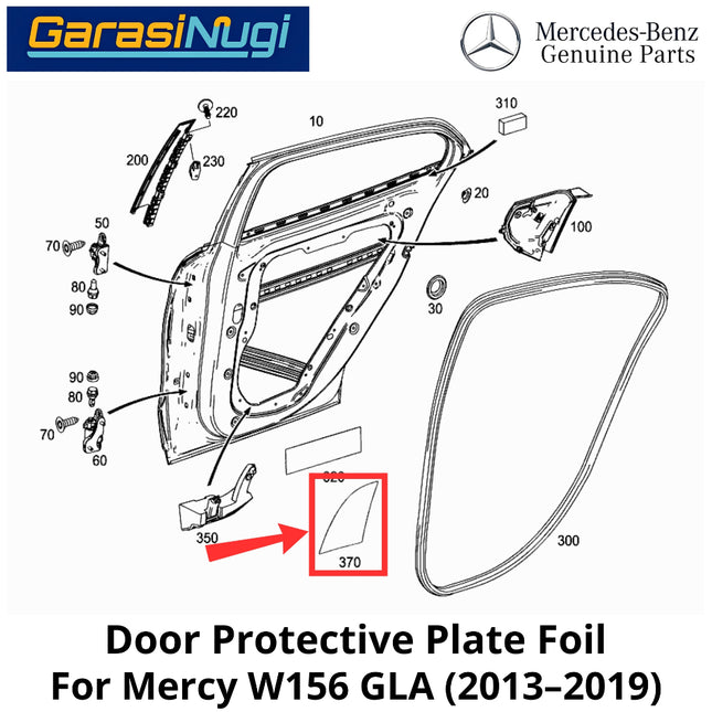Door Protective Mercy W156 Plate Foil Pelat Pelindung Pintu Belakang Mercedes GLA