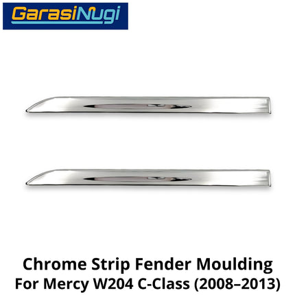 Chrome Stripe Mercy W204 Front Fender Garnish Molding Bodi Samping Depan Mercedes C200 2008-2013