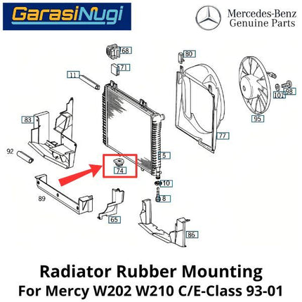 Radiator Mercy W202 W210 Rubber Mounting Bantalan Karet Mesin C180 E230
