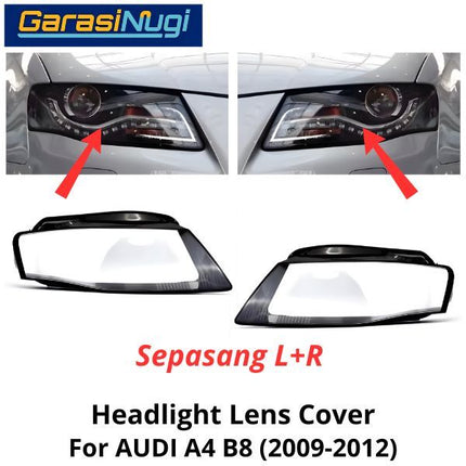Mika Headlight AUDI A4 B8 Lens Kaca Cover Lampu Depan 2009-2012