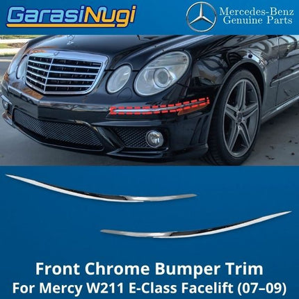 Front Chrome Mercy W211 Facelift Cover Bumper Trim Moulding Depan Original Mercedes E200