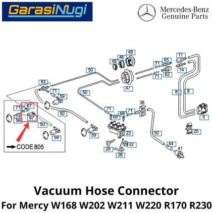 Vacuum Hose Mercy W168 W202 W211 R170 Connector Konektor Selang Vakum Mercedes A150 C200