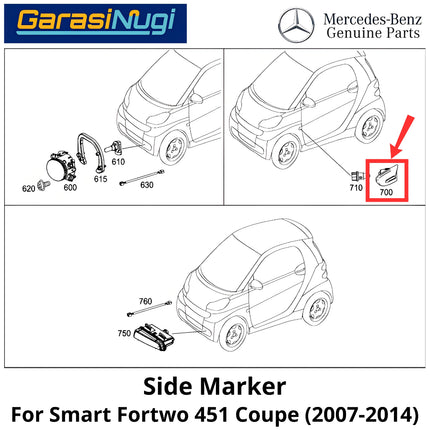 Side Marker Smart Fortwo 451 Lights Cover Lampu Sein Samping Original 2007-2014
