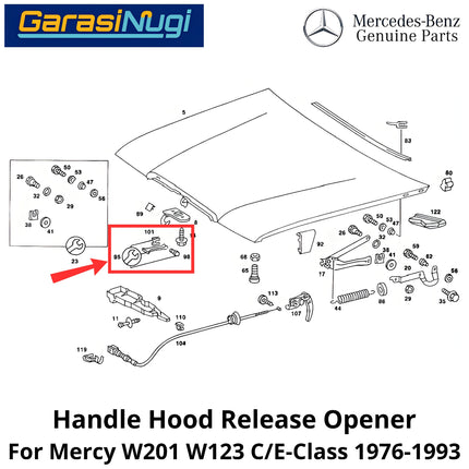 Hood Pull Mercy W201 W123 Latch Handle Tarikan Kap Mesin Original Mercedes C150