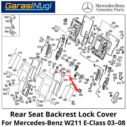 Rear Seat Mercy W211 Backrest Lock Cover Penutup Kunci Sandaran Kursi belakang E240