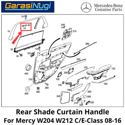 Rear Door Sun Blind Mercy W204 W212 Bracket Sunshade Klip Pengait Tirai Matahari C200 E200