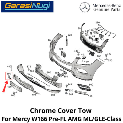 Front Towing Mercy W166 Pre-FL AMG Cover Bumper Tow Tutup Lubang Derek Original Mercedes-Benz GLC