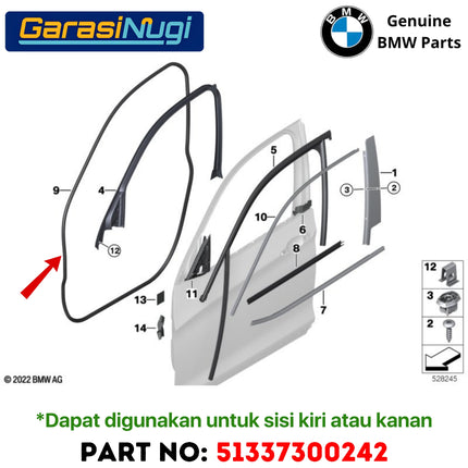 Door Seal BMW F25 Karet Pelindung Cuaca Weathersrip Original 51337300242 X3