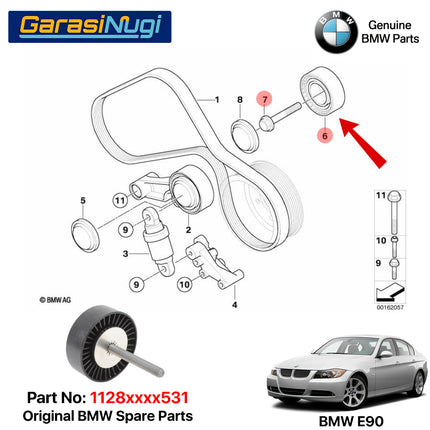 Deflection Pulley For BMW E90 Katrol Penegang AC Dan Power Steering Original 320