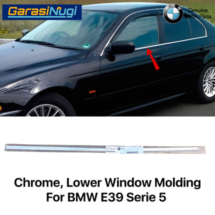Chrome Lower Window For BMW E39 Garnish Molding Pintu Depan Front Door 520