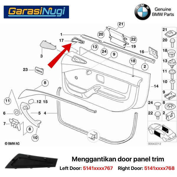 Door Panel Trim For BMW E36 Tutup Ventilasi Pintu Interior Coupe Roadster Z3
