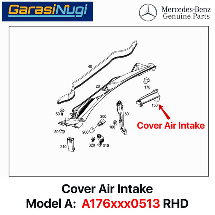 Cover Air Intake Mercy W176 Air Inlet Penutup Saluran Udara Masuk A200