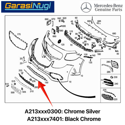 Cover Trim For Mercy W213 Pre-FL Garnish Moulding Bemper Depan Lower Chrome E200