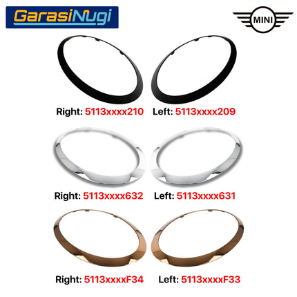 Cover Frame Headlight For Mini Cooper F55 F56 F57 Ring Trim Lampu Depan Original