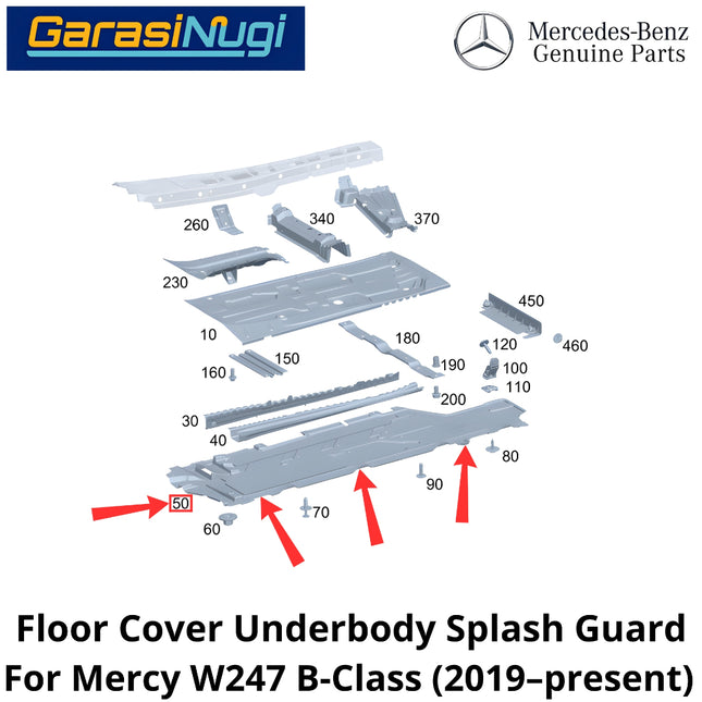 Floor Deck Mercy W247 Cover Underbody Penutup Lantai Bawah Mobil Mercedes B200