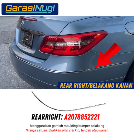 Chrome Stripe Mercedes W207 Pre-FL Garnish Moulding Bumper Belakang E250 E350