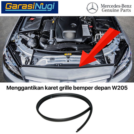 Front Rubber Grille Mercy W205 Karet Bemper Depan Seal Kap Mesin C200