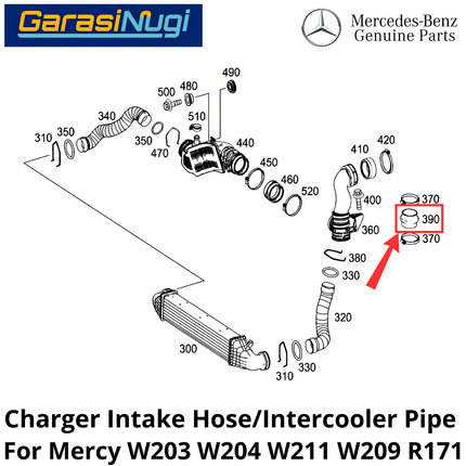 Charger Intake Mercy W203 W211 W209 R171 Hose Pipa Saluran Intercooler C200 E200 CLK SLK