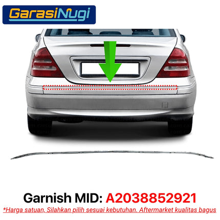 Chrome Stripe Mercy W203 Garnish Moulding Bumper Belakang C200 C240