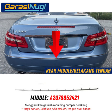 Chrome Stripe Mercedes W207 Pre-FL Garnish Moulding Bumper Belakang E250 E350