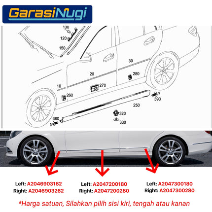Chrome Stripe Mercedes W204 Garnish Moulding Bodi Samping Avantgarde Elegance C200 C300