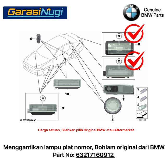 Bulb Trunk Lamp For All BMW Lampu Plat Nomor Dan Bagasi Original Part 12V 10W