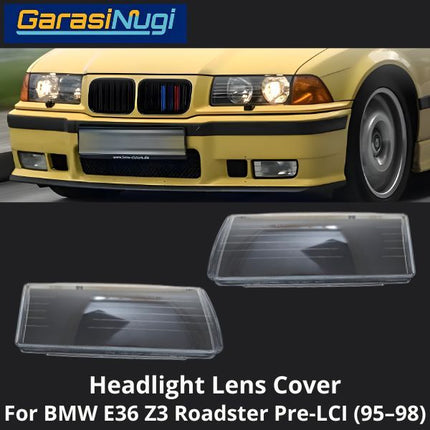 Mika Headlight For BMW E36 Pre-LCI Lens Kaca Cover Lampu Depan Z3 1995–1998