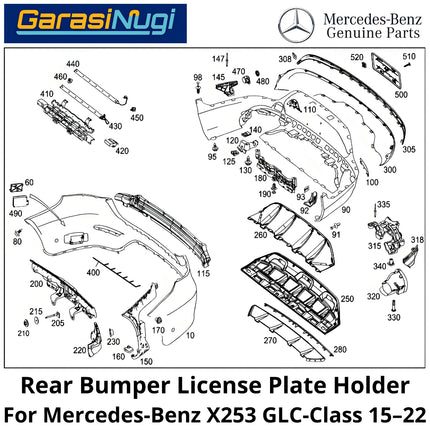 Rear Bumper Mercy X253 Lisence Plate Holder Dudukan Plat Nomor Mercedes GLC