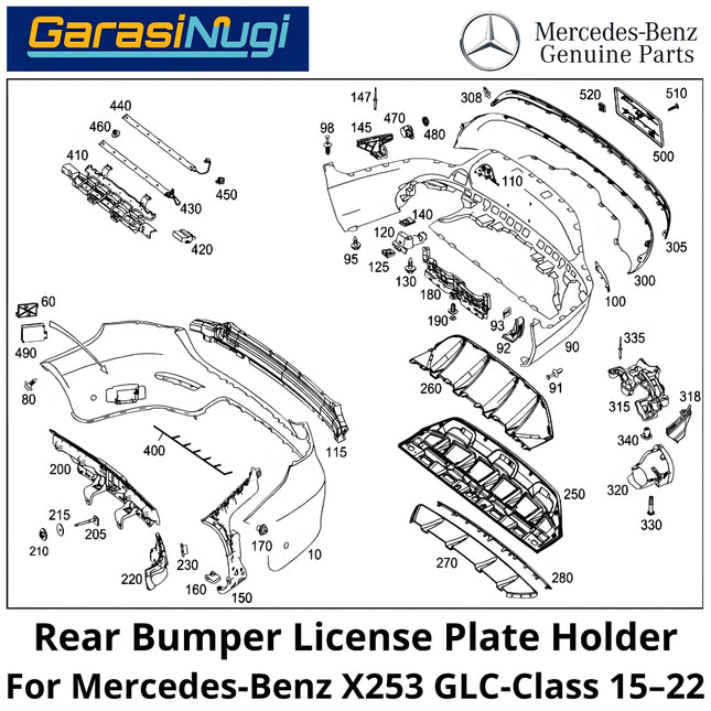 Rear Bumper Mercy X253 Lisence Plate Holder Dudukan Plat Nomor Mercedes GLC