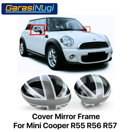 Cover Mirror Frame For Mini Cooper R55 R56 R57 Penutup Kaca Spion Hitam Putih