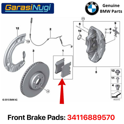 Kampas Rem Depan BMW G30 G11 X3 X6 Front Brake Pads Original 34116889570 520