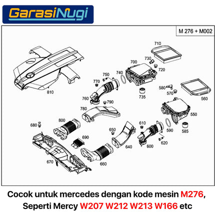 Air Intake Hose Mercy W207 W212 W213 Engine M276 Selang Saluran Masuk Udara E300 E400