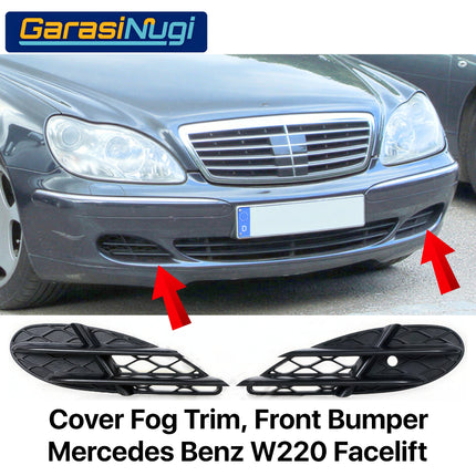 Fog Trim Mercedes W220 Facelift Cover Lower Grille Front Bemper Depan Bawah S300