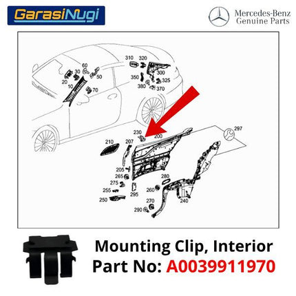 Mounting Clip A0039911970 Klip Pilar Body Interior Original Mercedes