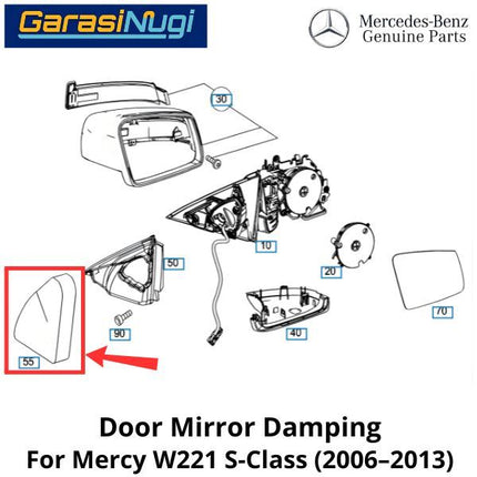 Damping Insulation Mercy W221 Mirror Door Peredam Spion Depan 2217270490 Mercedes S300
