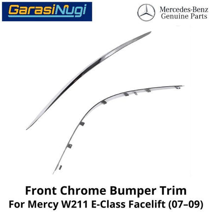 Front Chrome Mercy W211 Facelift Cover Bumper Trim Moulding Depan Original Mercedes E200