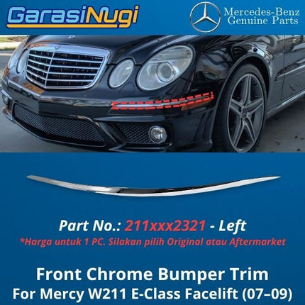 Front Chrome Mercy W211 Facelift Cover Bumper Trim Moulding Depan Original Mercedes E200