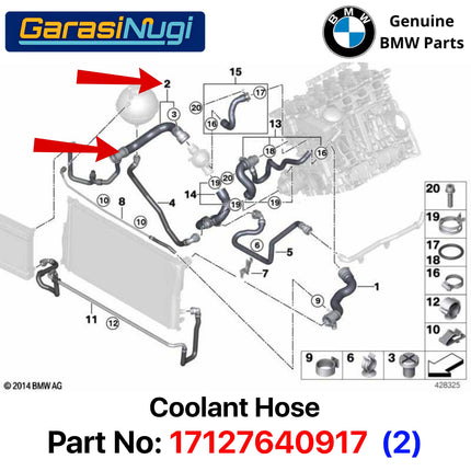 Coolant Hose For BMW F10 F11 Selang Pendingin Radiator Supply Pipe Original 17127640917 520