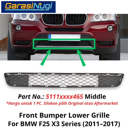 Front Lower For BMW F25 Grille Cover Penutup Bumper Depan Bawah X3