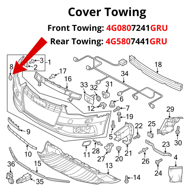 Cover Towing For AUDI A6 Pre-Facelift Bumper Tow Depan Belakang Tutup Lubang Derek C7