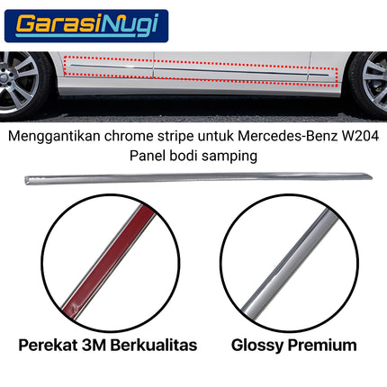 Chrome Stripe Mercedes W204 Garnish Moulding Bodi Samping Avantgarde Elegance C200 C300