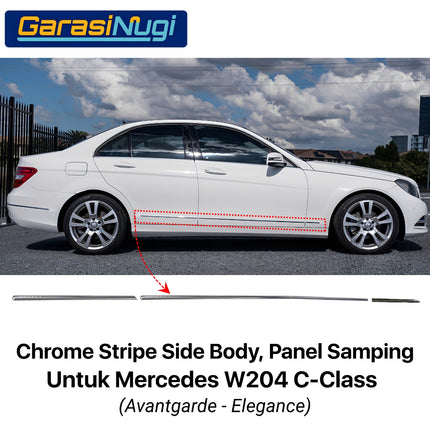 Chrome Stripe Mercedes W204 Garnish Moulding Bodi Samping Avantgarde Elegance C200 C300